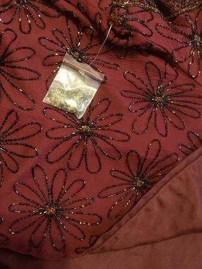 Beaded Floral Burgundy Vintage Top  By Papell Boutique